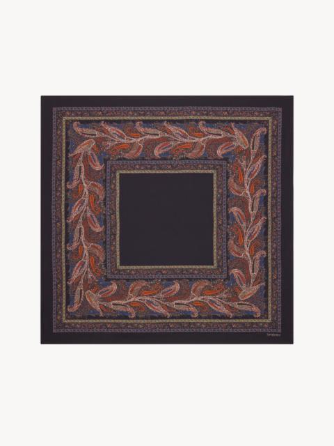 SAINT LAURENT SQUARE SCARF IN PAISLEY SILK TWILL