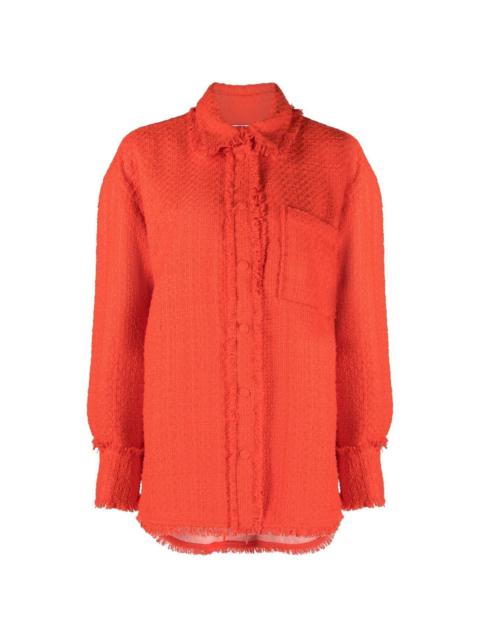 MSGM fringed tweed overshirt