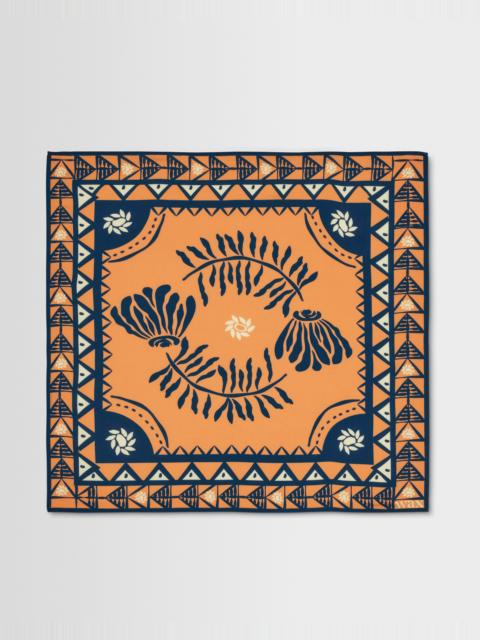 Wax London Sloane - Orange And Navy Painted Flower Neck Scarf