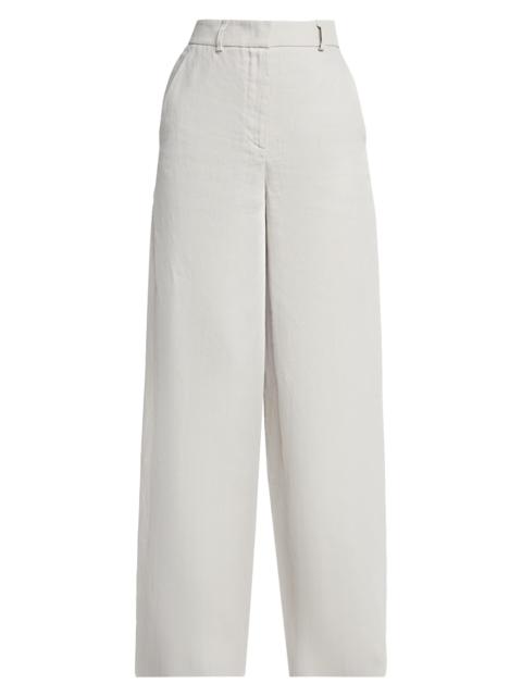 GIORGIO ARMANI Women's Linen Straight-Leg Trousers - Solid Medium Grey
