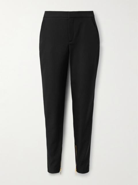 Balmain Satin-trimmed Wool Straight-leg Pants