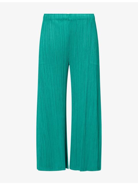 Pleats Please Issey Miyake Pleated Ankle-Crop Knitted Trousers