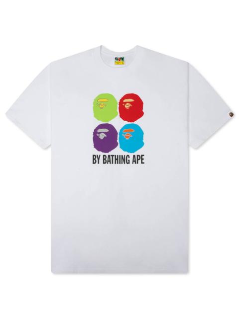 A BATHING APE® MULTI APE HEAD BY BATHING APE RELAXED FIT TEE - WHITE