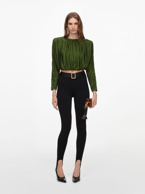 self-portrait Olive Jersey Gathered Top