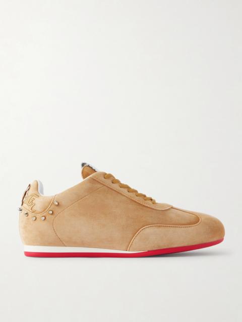 Christian Louboutin Eleonora Studded Leather-trimmed Suede Sneakers