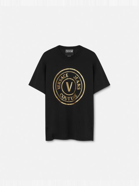 VERSACE JEANS COUTURE V-Emblem Metallic Logo T-Shirt