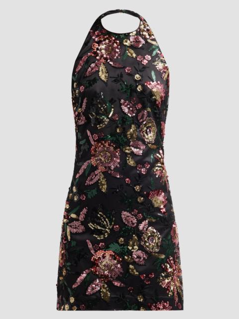 RAMY BROOK Women's Eva Floral Sequined Halterneck Mini Dress - Black Floral Sequin