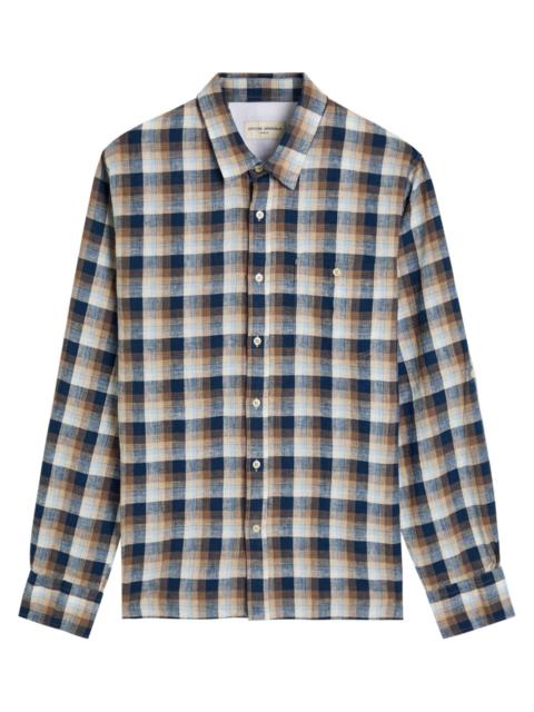 OFFICINE GÉNÉRALE Officine Générale Younes Checked Cotton and Linen-blend Shirt