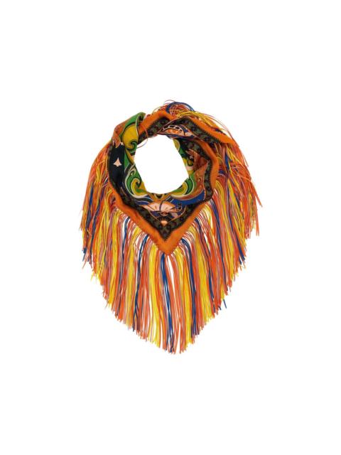Etro floral-jacquard fringed scarf