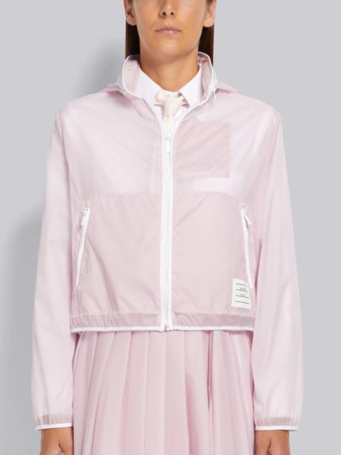 Thom Browne Light Pink Sheer Nylon Ripstop Contrast Zip Windbreaker With Detachable Hood