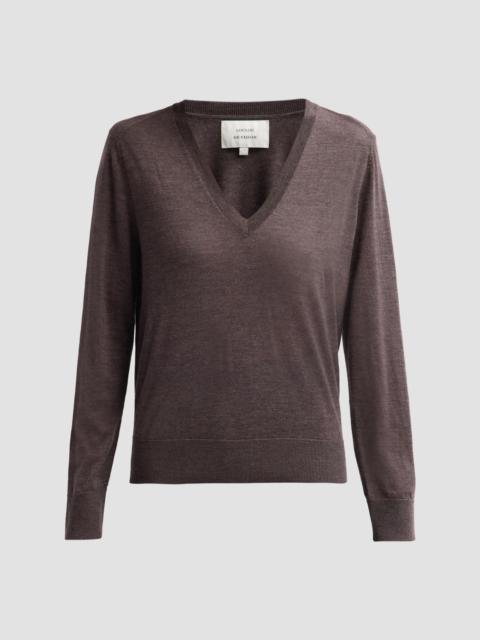 Loulou de Saison Women's Julio Cashmere V-Neck Sweater - Brown Melange