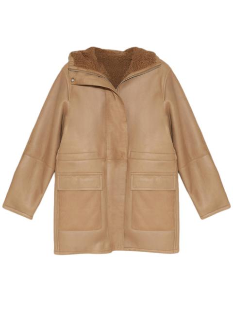 Yves Salomon Hooded, lined suede coat