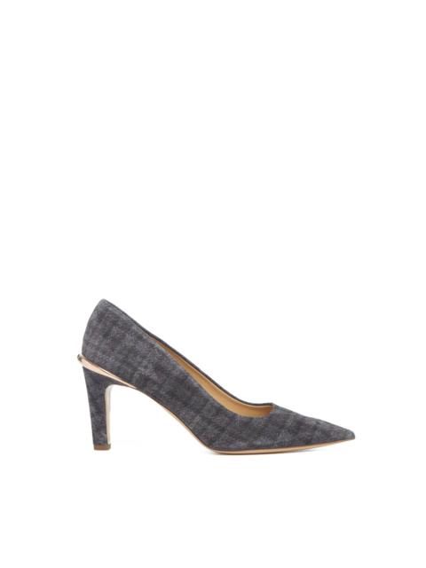 GABRIELA HEARST Edwina High Heel Stiletto Pump in Charcoal Multi Suede Houndstooth
