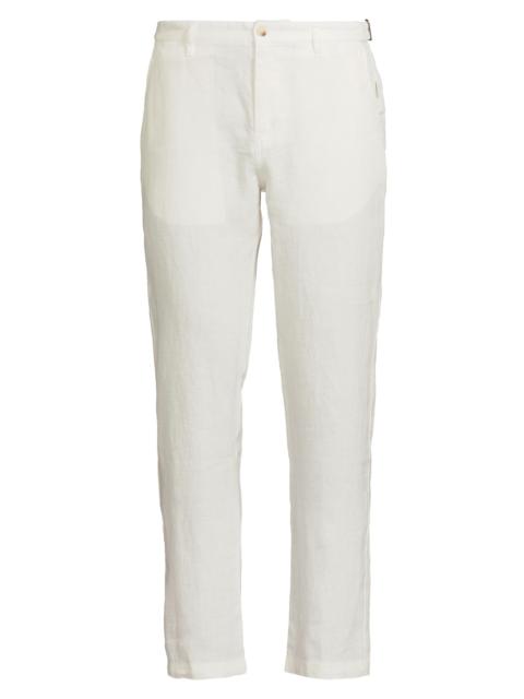 onia Men's Linen Flat-Front Trousers - White