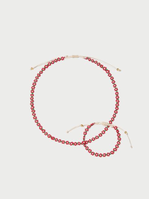 LOEFFLER RANDALL Flora Red/White Beaded Set