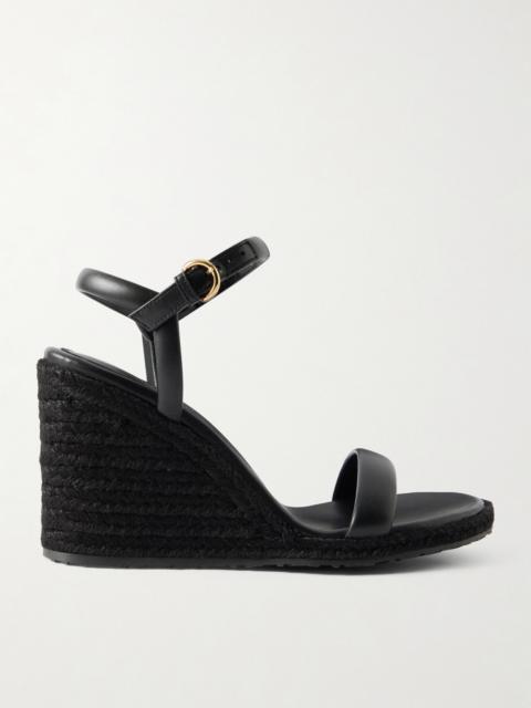 Gianvito Rossi Woven Leather Espadrille Wedge Sandals