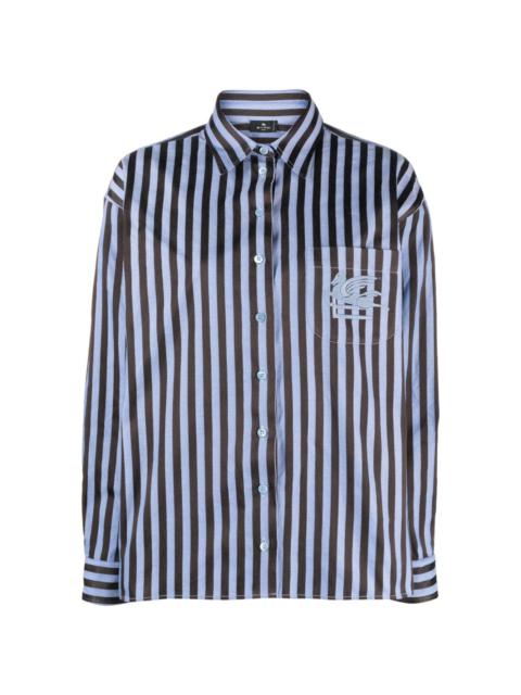 Pegaso-embroidered striped shirt