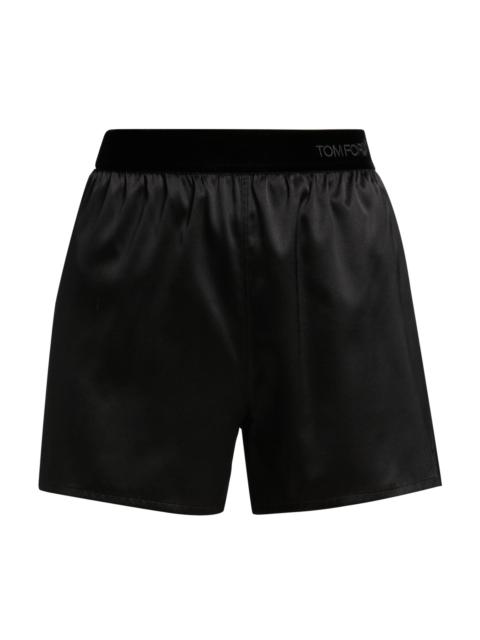 TOM FORD Women's Stretch Silk Satin Pajama Boxer Shorts - Black