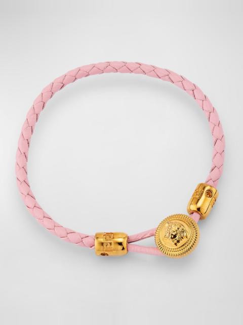 VERSACE Medusa Button on Leather Bracelet