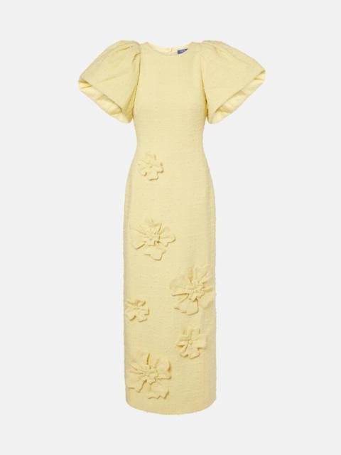 LEO LIN Lucinda floral-appliqué tweed maxi dress