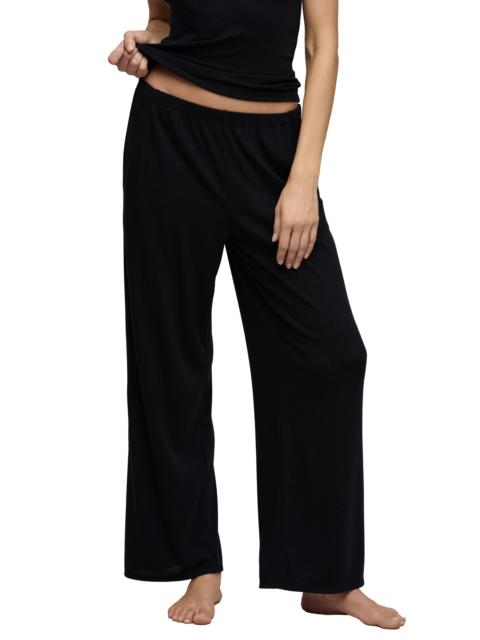 Barefoot Dreams barefoot dreams Scalloped Trim Pointelle Wide Leg Pants in Black