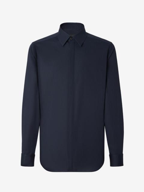 CORNELIANI Navy blue cotton poplin evening shirt