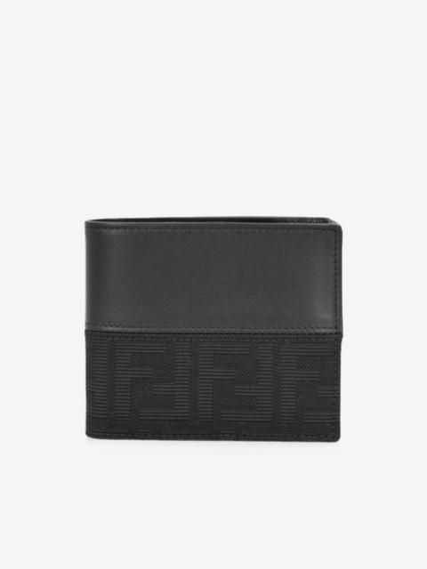 FENDI FF Zucca jacquard and black leather bi-fold wallet