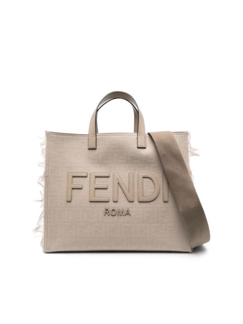 FENDI large FF jacquard fringed tote bag