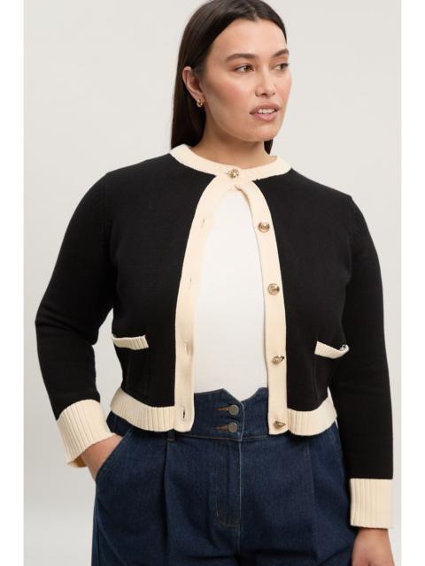 KAREN MILLEN Plus Size Cotton Cropped Knit Boxy Cardigan