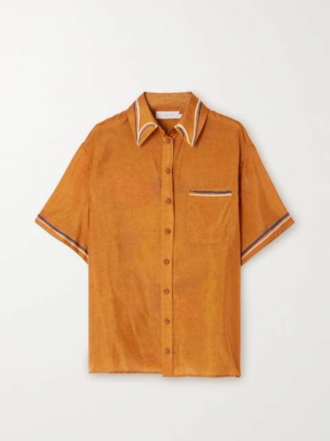 Zimmermann + Net Sustain Alight Printed Organic Silk-satin Shirt