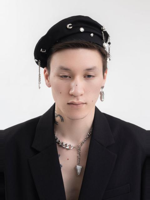 FENG CHEN WANG BLACK FCW EMBELLISHMENT BERET