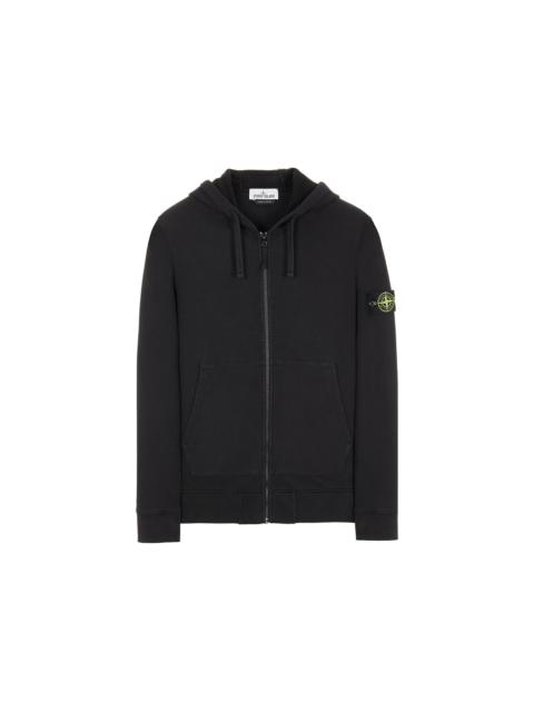 Stone Island Stone Island 64220 Brushed Cotton Fleece Zip Up Hooded Sweatshirt Black