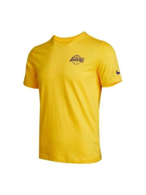 Nike lakers Embroidered Logo Knit Round Neck Short Sleeve Yellow DD6729-728