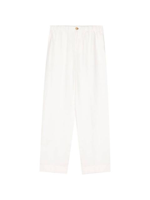 elasticated-waist wide-leg trousers