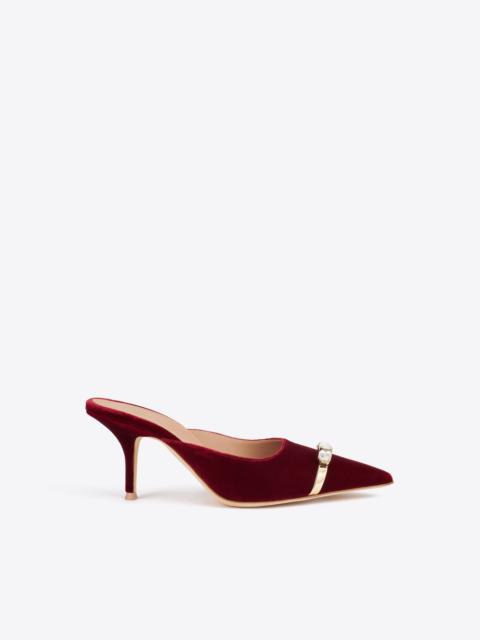 MALONE SOULIERS Halo 70 Burgundy Velvet Mules