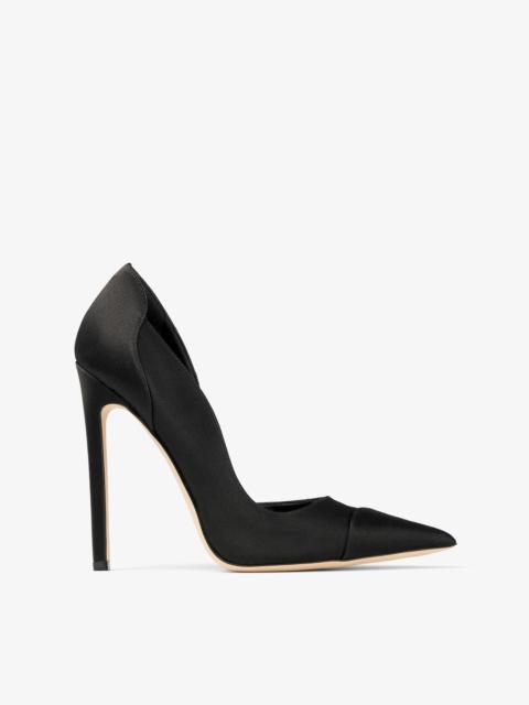 JIMMY CHOO Brigitte 120
Black Satin Pumps
