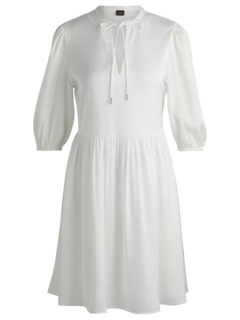 BOSS HAMMERED-SATIN DRESS WITH TIE NECKLINE