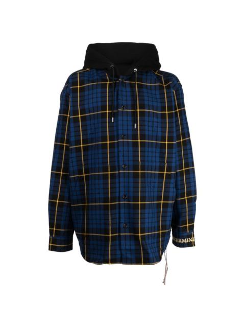 check-pattern hooded shirt jacket