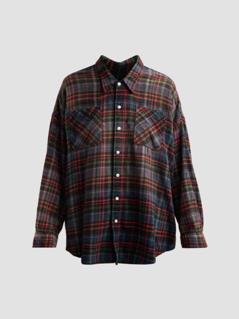 R13 Women's Drop Neck Workshirt - Navy Green Plaid