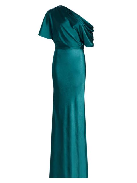 AMSALE Women's Satin Dolman Mermaid Gown - Ocean