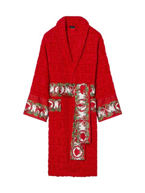 VERSACE Men's Christmas Barocco Cotton Robe - Red