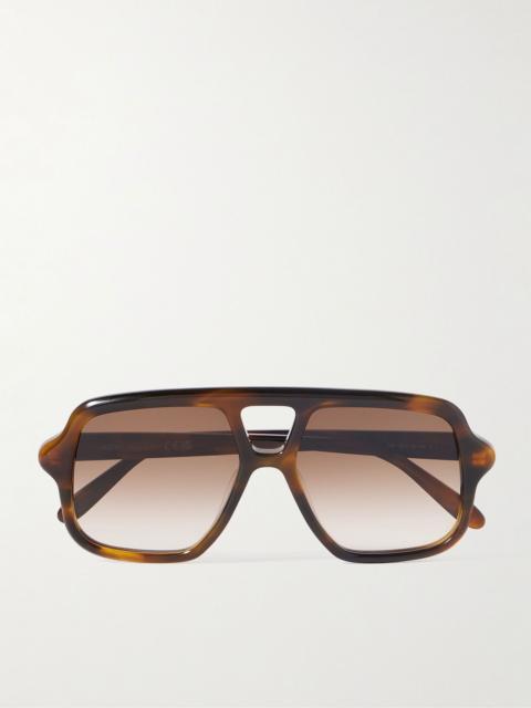 Loewe Slim Havana Double-Bridge Aviator-Style Acetate Sunglasses Tortoiseshell