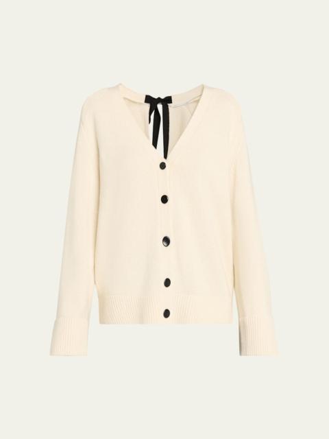 MARIA McMANUS Ribbon Cashmere-Cotton V-Neck Cardigan
