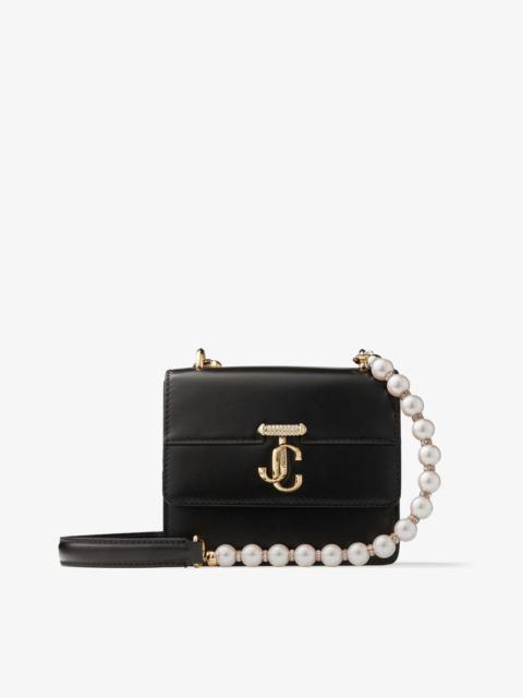 JIMMY CHOO Varenne Quad XS
Black Leather Shoulder Bag with Pearl Strap