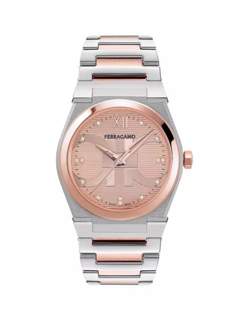 FERRAGAMO Vega Capsule Diamond & Stainless Steel Bracelet Watch/40MM