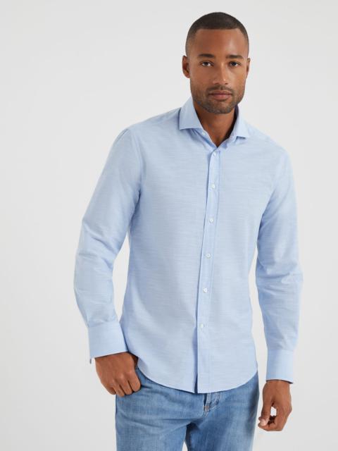 Lightweight Oxford slim fit shirt with spread collar
