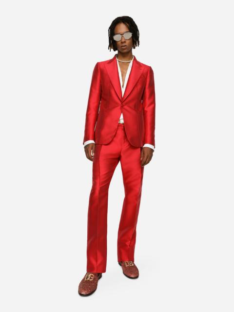 Dolce & Gabbana Oversize silk jacquard shirt with all-over DG logo