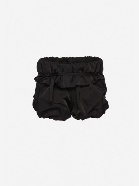 MAGDA BUTRYM Bubble silk shorts with ruffle waist in black