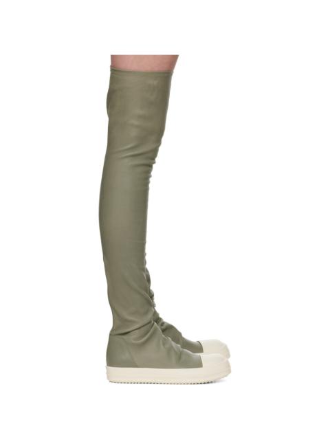 Rick Owens Green Hollywood Knee High Stocking Sneaks Tall Boots
