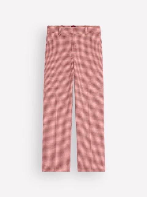 BODEN Canonbury Cotton 7/8 Pants-Pink, Brown Puppytooth